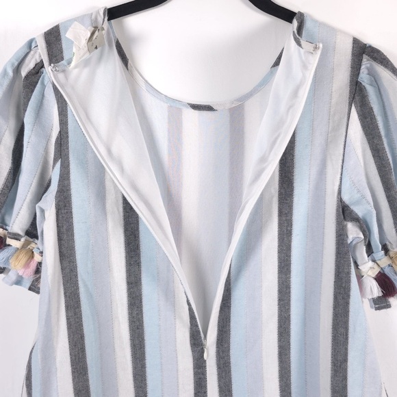 Loveriche Mini Dress Flare Striped Tassels Ruffled Hem Cotton LD42842 SMALL - Picture 7 of 14